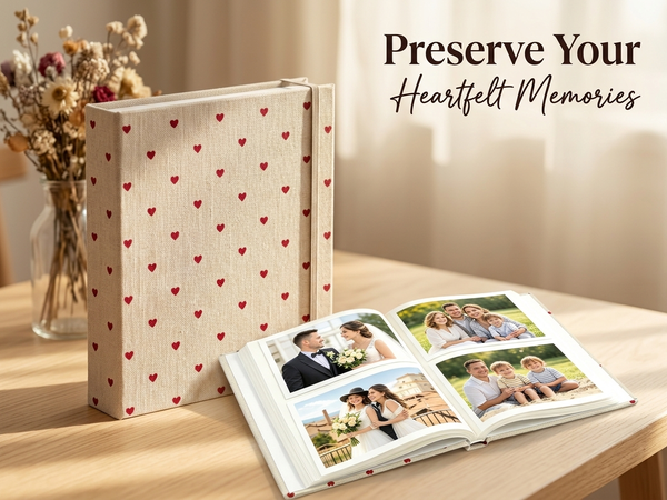 HASTHIP Mini Linen Cover Photo Album with Clear Pockets and Front Window for Personalisation