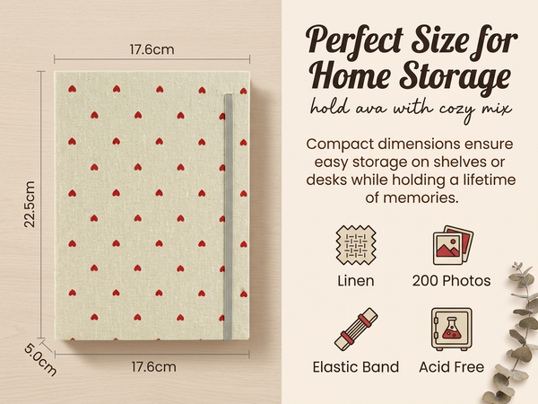 HASTHIP Mini Linen Cover Photo Album with Clear Pockets and Front Window for Personalisation