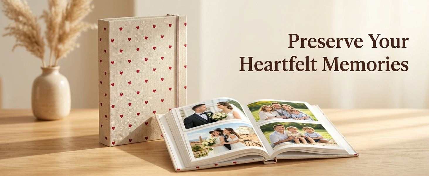 HASTHIP Mini Linen Cover Photo Album with Clear Pockets and Front Window for Personalisation