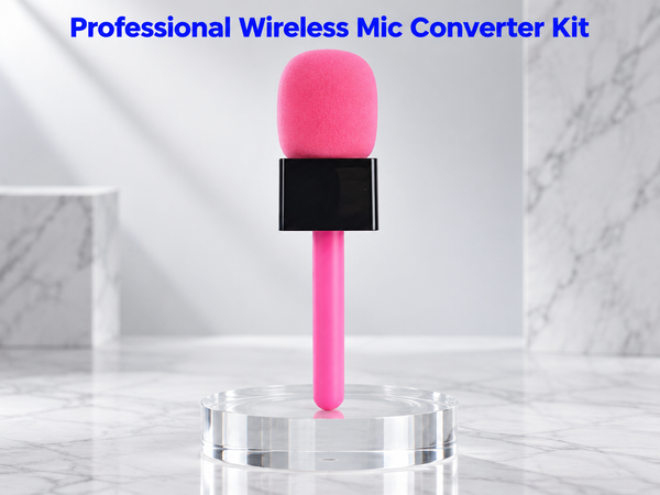 HASTHIP Handheld Microphone Adapter Kit Wireless Mic Converter Stick With Windscreen Logo