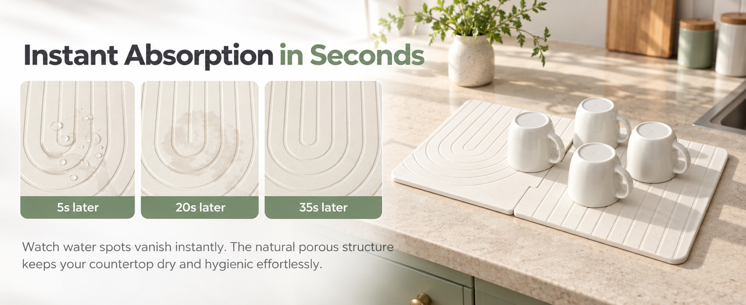 HASTHIP Diatomite Stone Drying Mat with Interlocking Buckle Design for Kitchen and Bathroom
