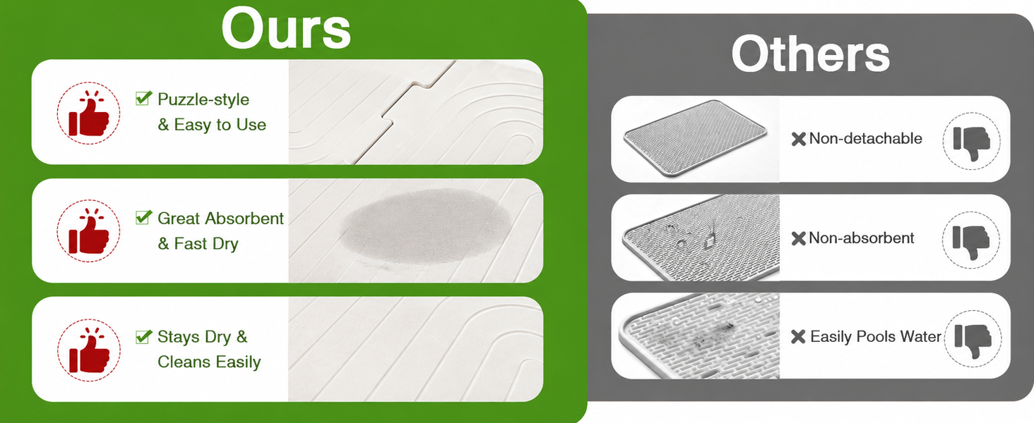 HASTHIP Diatomite Stone Drying Mat with Interlocking Buckle Design for Kitchen and Bathroom