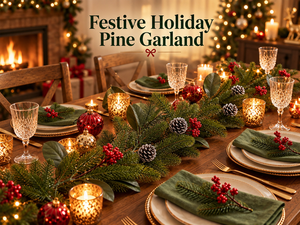 HASTHIP 3.2-Foot Artificial Christmas Garland with Red Berries, Pinecones and Bendable Wire Stem
