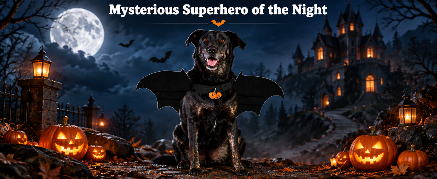 Qpets Bat Wing Costume for Cats and Small Dogs, 5mm Felt with Bell and Adjustable Straps