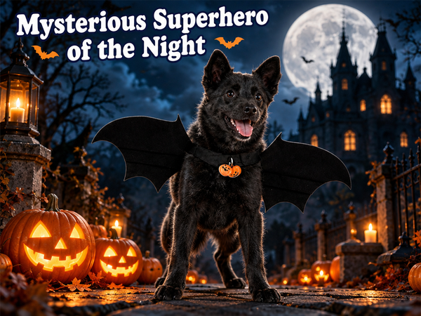 Qpets Bat Wing Costume for Cats and Small Dogs, 5mm Felt with Bell and Adjustable Straps