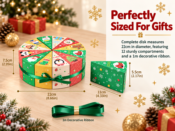 HASTHIP 12-Day Advent Calendar Box Set, Flat-Pack Paperboard with 12 Compartments and Ribbon