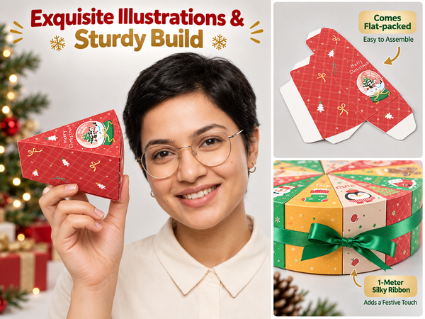 HASTHIP 12-Day Advent Calendar Box Set, Flat-Pack Paperboard with 12 Compartments and Ribbon