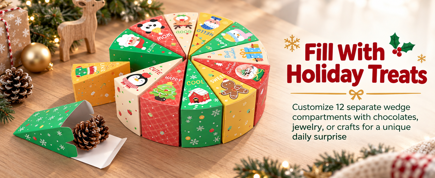 HASTHIP 12-Day Advent Calendar Box Set, Flat-Pack Paperboard with 12 Compartments and Ribbon