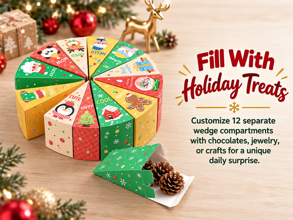 HASTHIP 12-Day Advent Calendar Box Set, Flat-Pack Paperboard with 12 Compartments and Ribbon
