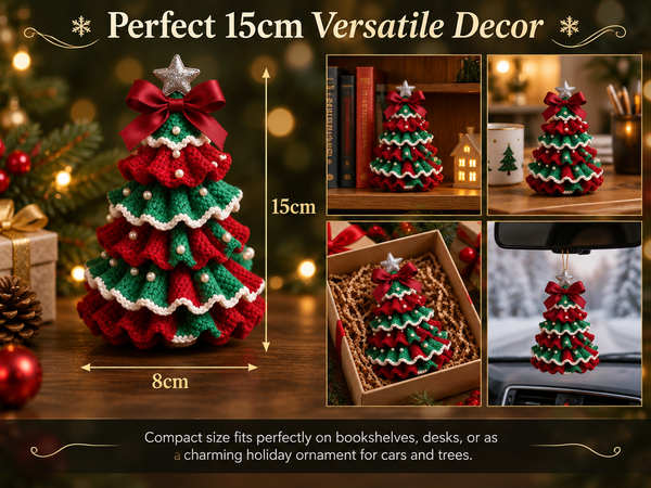 HASTHIP DIY Crochet Christmas Tree Kit with Hook, Soft Yarn, Pearls, Bows and Beginner Instructions