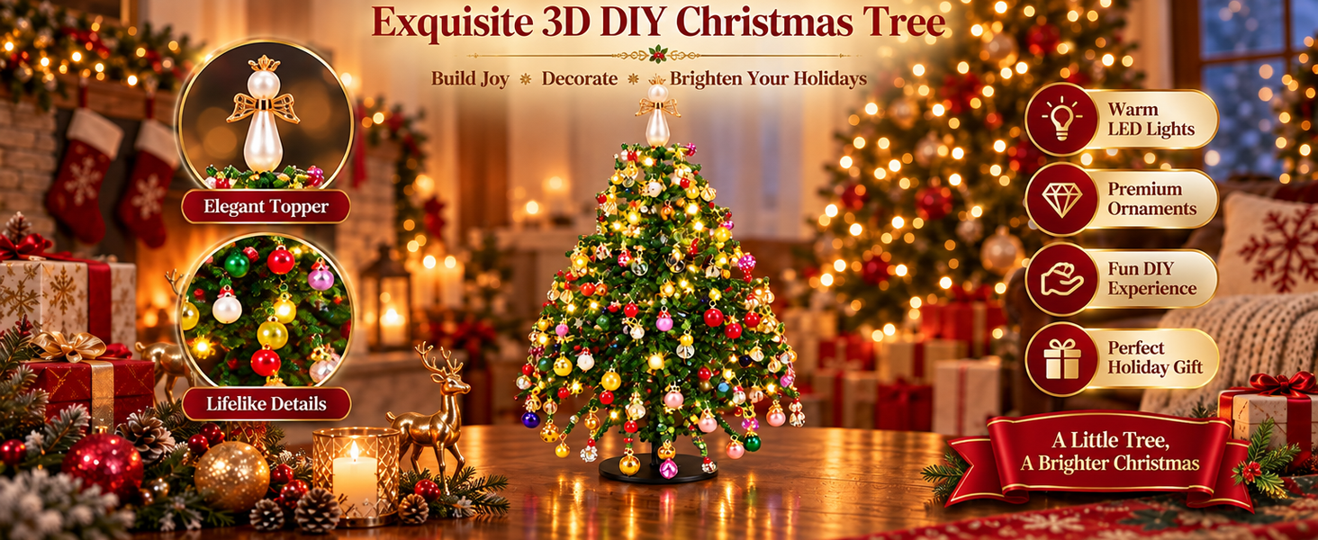 HASTHIP DIY Beaded Christmas Tree Kit with Metal Frame, Angel Topper and Colorful Beads