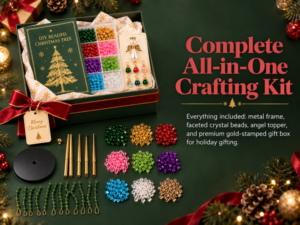 HASTHIP DIY Beaded Christmas Tree Kit with Metal Frame, Angel Topper and Colorful Beads