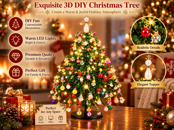 HASTHIP DIY Beaded Christmas Tree Kit with Metal Frame, Angel Topper and Colorful Beads