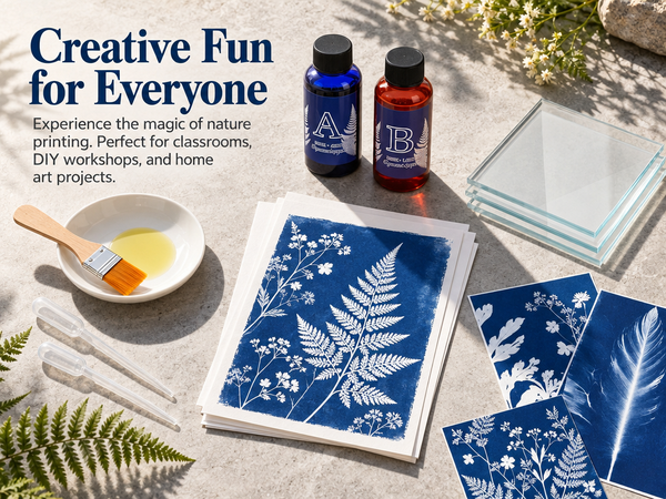 HASTHIP Cyanotype Kit with Two-Component Sensitizer, 20 A5 Sheets and Nature-Print Tools