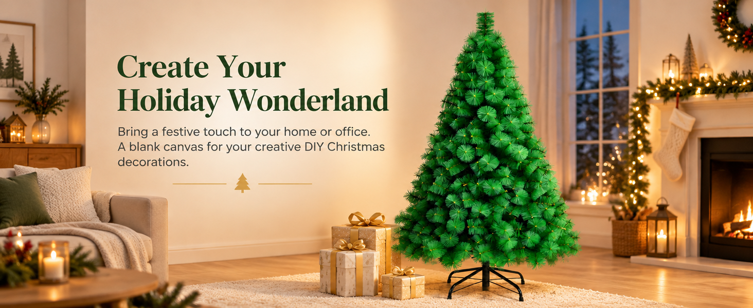HASTHIP 5 Pies Artificial Christmas Tree with Realistic Green Pine Needles and Detachable Metal Stand