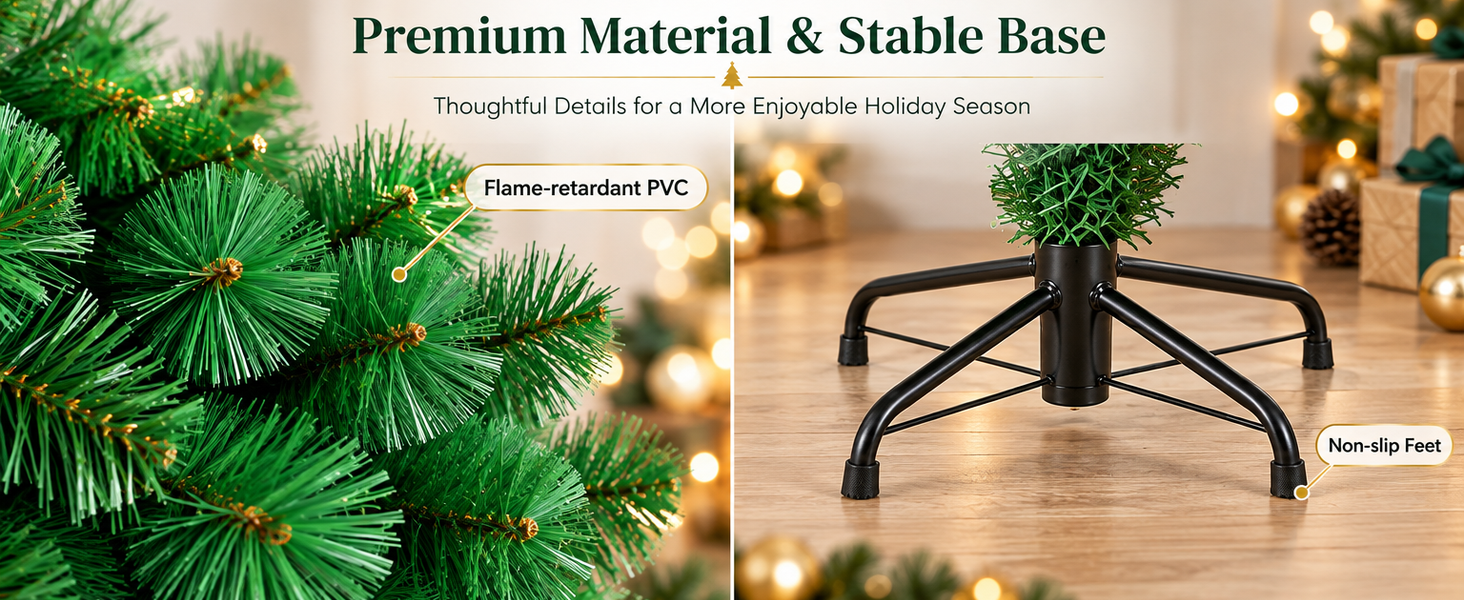 HASTHIP 5 Pies Artificial Christmas Tree with Realistic Green Pine Needles and Detachable Metal Stand