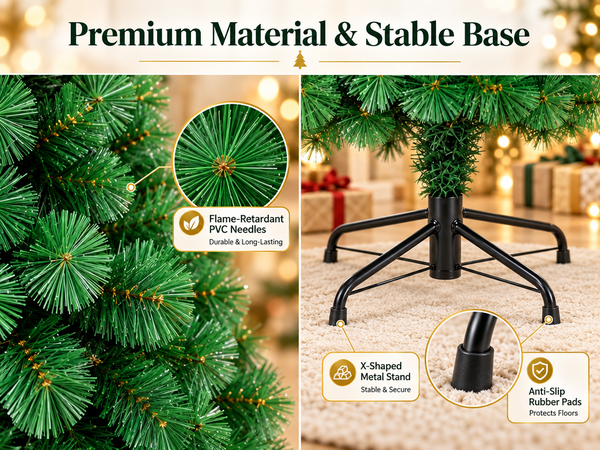 HASTHIP 5 Pies Artificial Christmas Tree with Realistic Green Pine Needles and Detachable Metal Stand