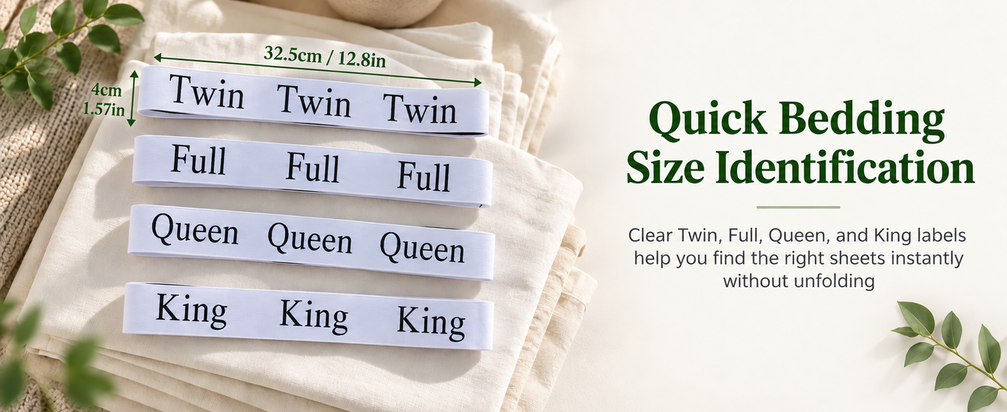HASTHIP Bed Sheet Organizer Bands, 4-Pack Stretchy Fabric with Twin, Full, Queen and King Labels