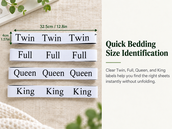 HASTHIP Bed Sheet Organizer Bands, 4-Pack Stretchy Fabric with Twin, Full, Queen and King Labels