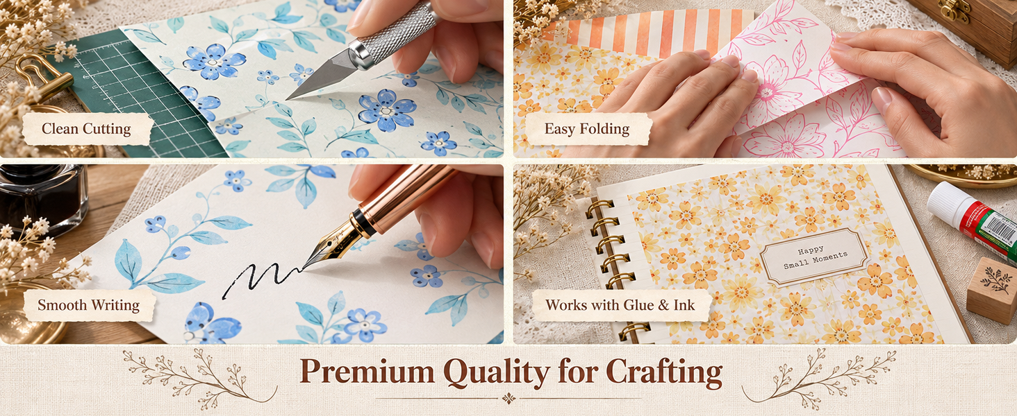 HASTHIP Double-Sided Floral Scrapbook Paper, 60 Sheets, 20 Vintage Designs for Journals and Crafts