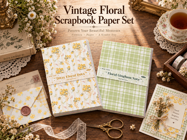 HASTHIP Double-Sided Floral Scrapbook Paper, 60 Sheets, 20 Vintage Designs for Journals and Crafts