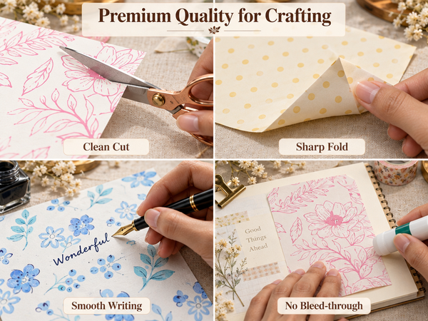 HASTHIP Double-Sided Floral Scrapbook Paper, 60 Sheets, 20 Vintage Designs for Journals and Crafts