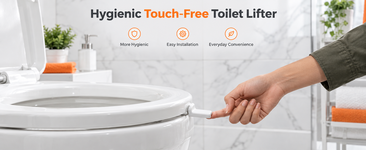 HASTHIP Adjustable Toilet Seat Lifter Handle for Touch-Free Use with 304 Stainless Steel Screws