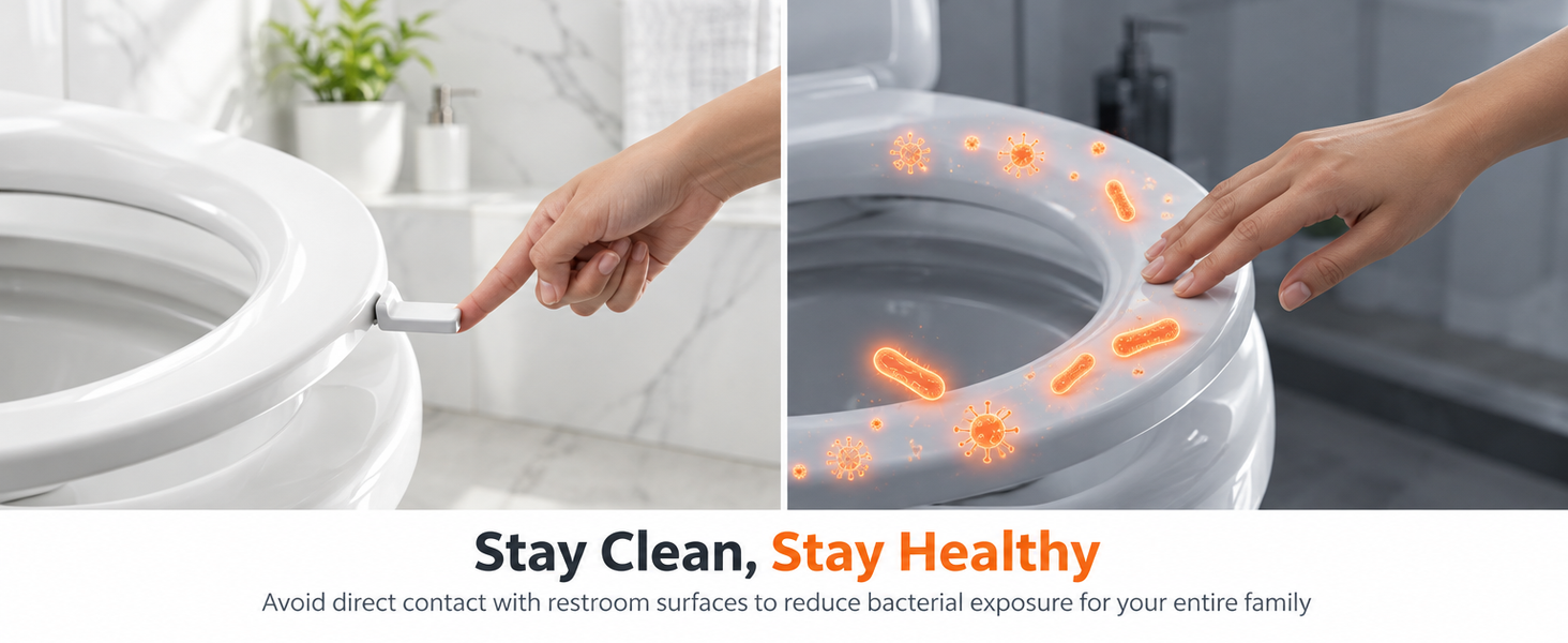 HASTHIP Adjustable Toilet Seat Lifter Handle for Touch-Free Use with 304 Stainless Steel Screws