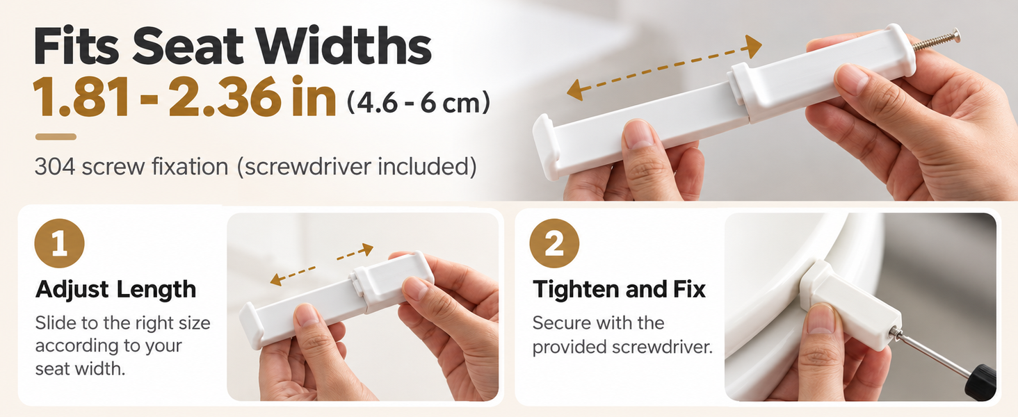 HASTHIP Adjustable Toilet Seat Lifter Handle for Touch-Free Use with 304 Stainless Steel Screws