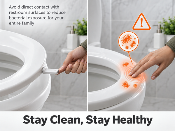 HASTHIP Adjustable Toilet Seat Lifter Handle for Touch-Free Use with 304 Stainless Steel Screws