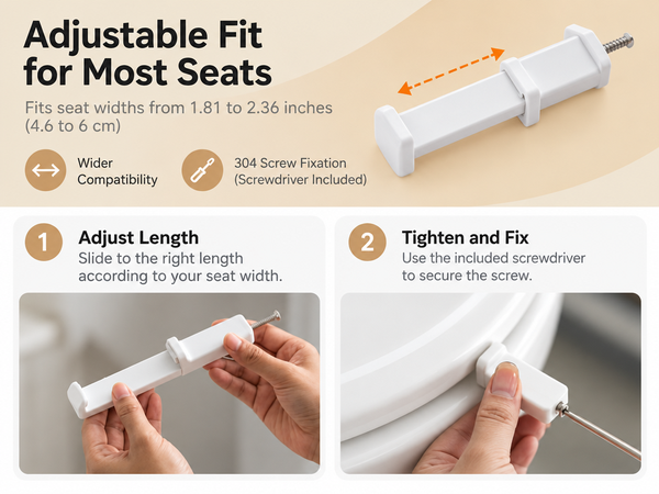HASTHIP Adjustable Toilet Seat Lifter Handle for Touch-Free Use with 304 Stainless Steel Screws