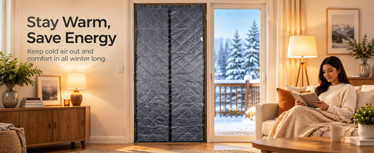 HASTHIP Thermal Insulated Door Curtain, 39 x 86 inches, for 39 x 82-inch Doorways