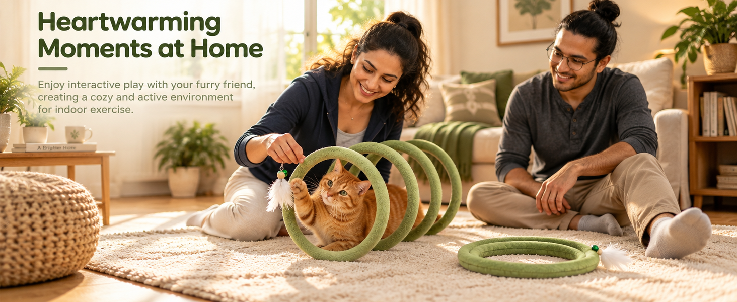 Qpets Wavy Cat Tunnel with Flexible Steel Frame, Plush Ball and Bell for Indoor Play