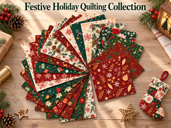 HASTHIP 20-Piece Cotton Fabric Squares, 25 x 25 cm Floral Prints for Sewing and Crafting