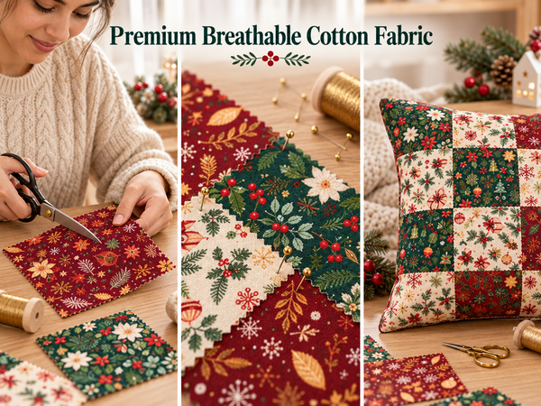 HASTHIP 20-Piece Cotton Fabric Squares, 25 x 25 cm Floral Prints for Sewing and Crafting