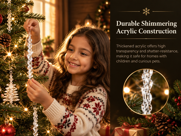HASTHIP 24-Piece Acrylic Icicle Christmas Tree Ornaments with Three Winter Styles and Lanyards