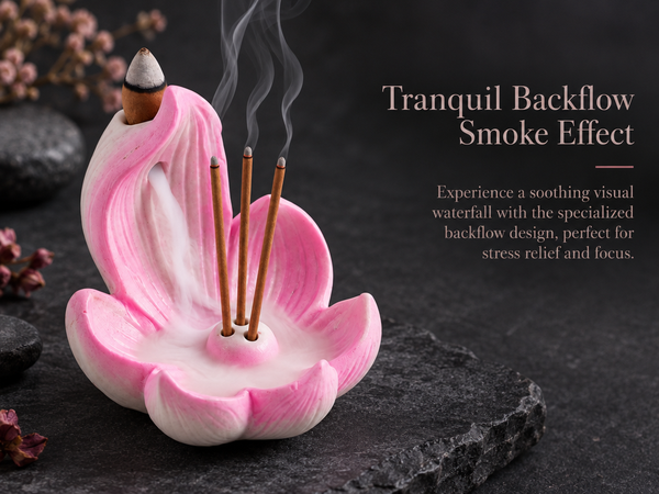 HASTHIP Lotus Incense Burner, 4-Hole Resin Stick Holder with Leaf Tray for Pooja and Meditation