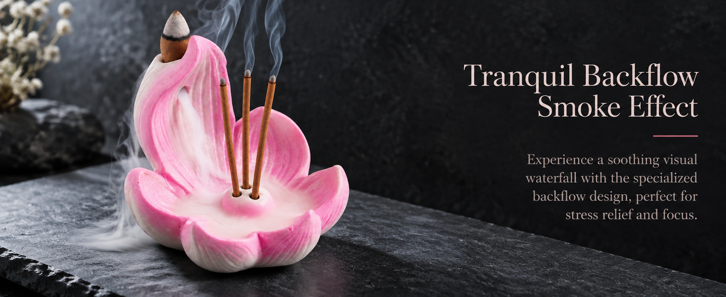 HASTHIP Lotus Incense Burner, 4-Hole Resin Stick Holder with Leaf Tray for Pooja and Meditation
