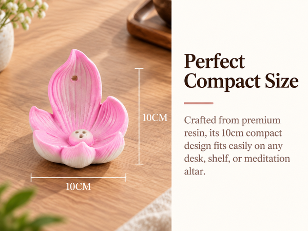 HASTHIP Lotus Incense Burner, 4-Hole Resin Stick Holder with Leaf Tray for Pooja and Meditation
