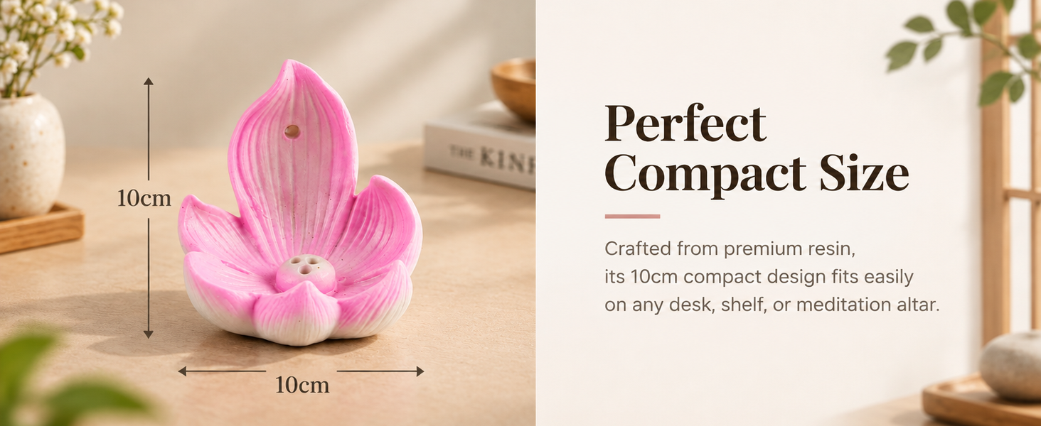 HASTHIP Lotus Incense Burner, 4-Hole Resin Stick Holder with Leaf Tray for Pooja and Meditation