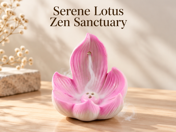 HASTHIP Lotus Incense Burner, 4-Hole Resin Stick Holder with Leaf Tray for Pooja and Meditation