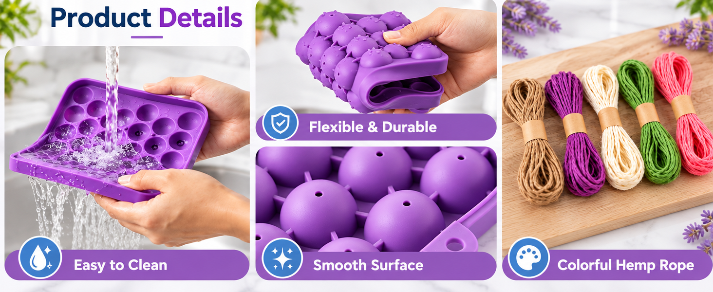 HASTHIP Silicone Grape Soap Mold Kit with 5 Twine Rolls, 5 Bows and 1 Tweezer for Handmade Gifts
