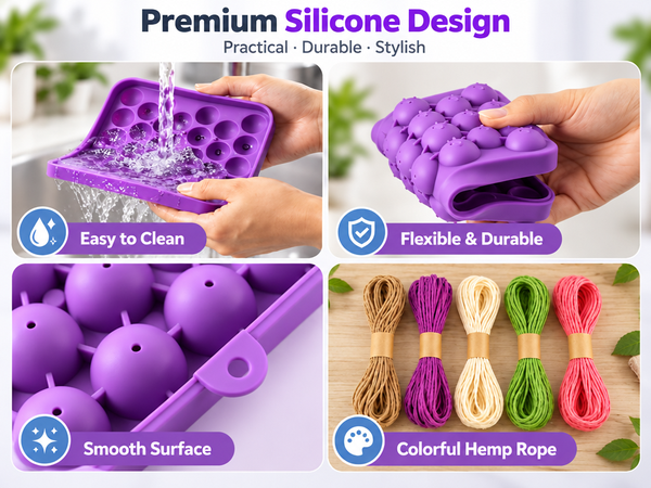 HASTHIP Silicone Grape Soap Mold Kit with 5 Twine Rolls, 5 Bows and 1 Tweezer for Handmade Gifts