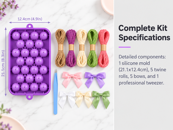 HASTHIP Silicone Grape Soap Mold Kit with 5 Twine Rolls, 5 Bows and 1 Tweezer for Handmade Gifts