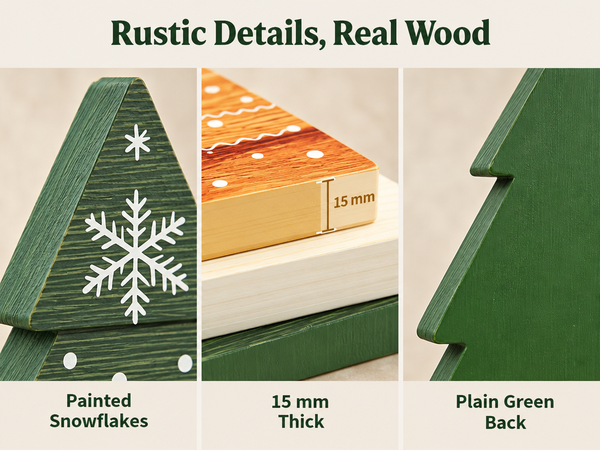 HASTHIP 3-Piece Green Boxwood Tabletop Christmas Tree Set with Vintage Distressed Finish