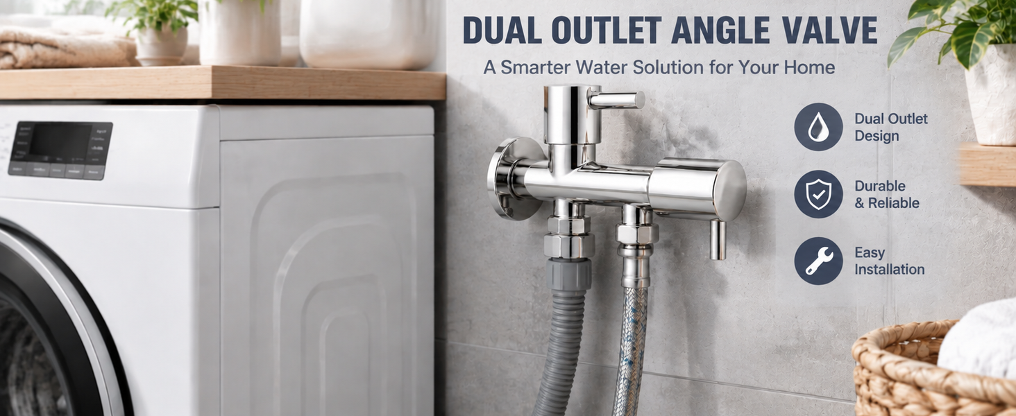 HASTHIP Dual Control Water Tap with Independent Handles, G1/2-Inch Interface and Two Outlets