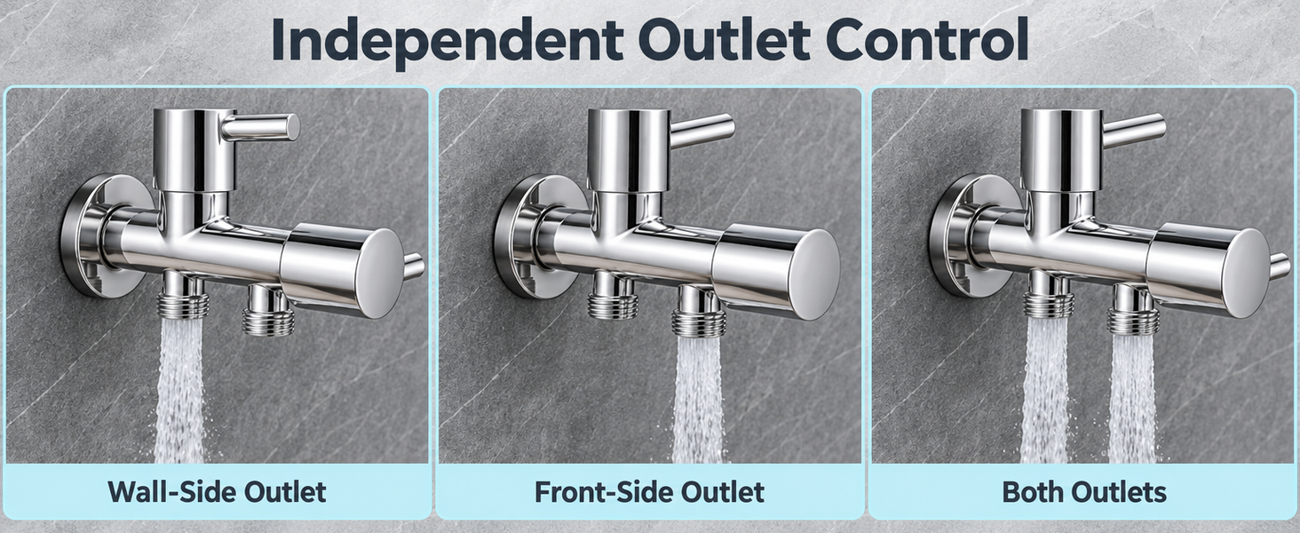 HASTHIP Dual Control Water Tap with Independent Handles, G1/2-Inch Interface and Two Outlets