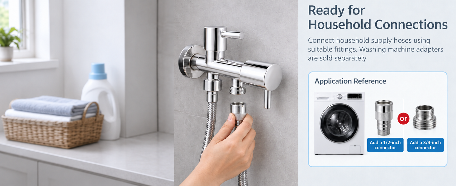 HASTHIP Dual Control Water Tap with Independent Handles, G1/2-Inch Interface and Two Outlets