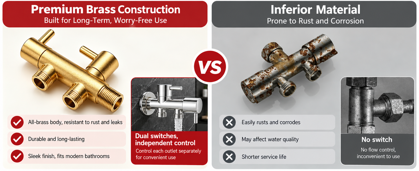 HASTHIP Dual Control Water Tap with Independent Handles, G1/2-Inch Interface and Two Outlets