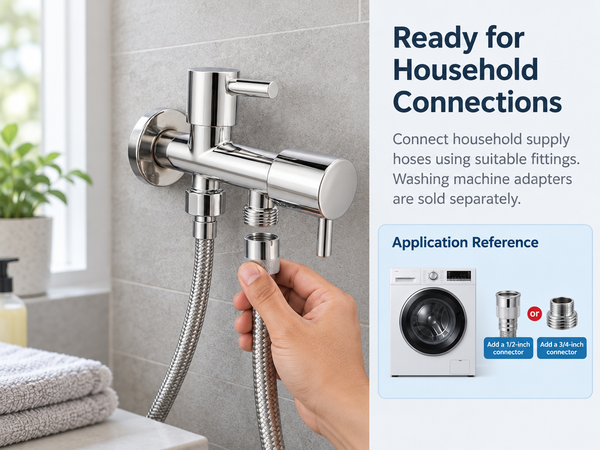 HASTHIP Dual Control Water Tap with Independent Handles, G1/2-Inch Interface and Two Outlets